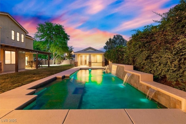 6335 Iginlas Goal Ave, Las Vegas, NV 89131 - pool with an exterior structure, a patio, fence, and an outdoor structure