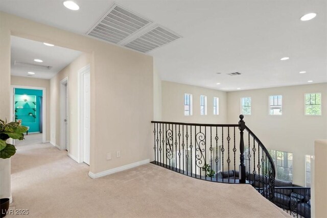 6335 Iginlas Goal Ave, Las Vegas, NV 89131 - hallway featuring visible vents, recessed lighting, carpet, and baseboards