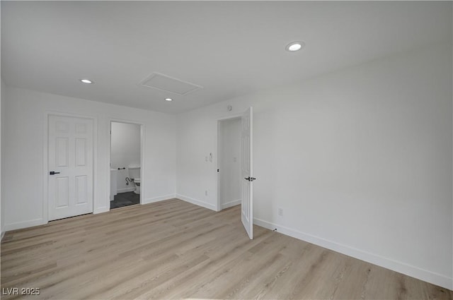 4419 Fairmont Cir, Las Vegas, NV 89147 - spare room with recessed lighting, baseboards, attic access, and light wood-style floors