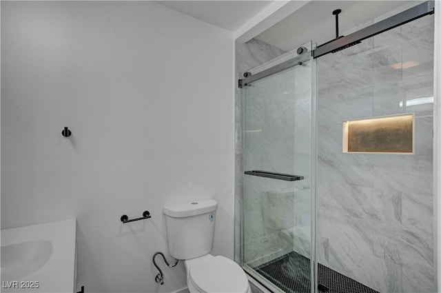 4419 Fairmont Cir, Las Vegas, NV 89147 - full bathroom with a marble finish shower and toilet