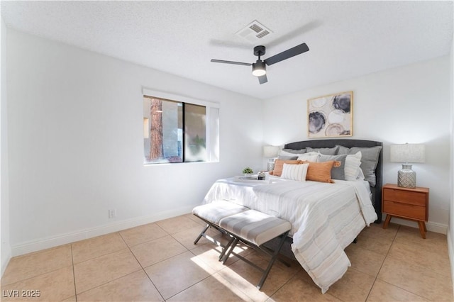 3151 Soaring Gulls Dr Unit 1168, Las Vegas, NV 89128 - bedroom featuring visible vents, baseboards, ceiling fan, and light tile patterned flooring