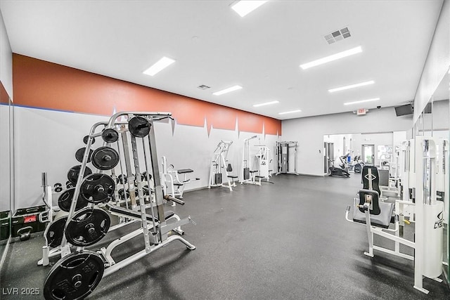 gym featuring visible vents