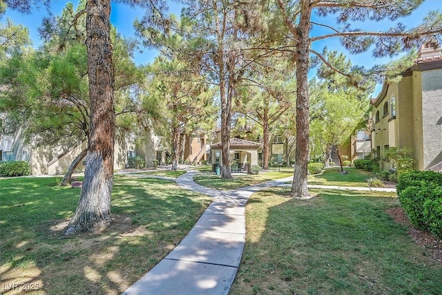 view of community featuring a lawn