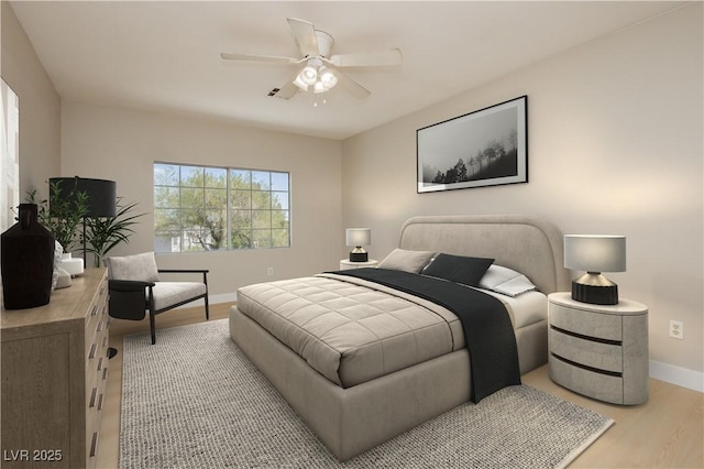 1617 Cave Spring Dr, Henderson, NV 89014 - bedroom featuring baseboards, a ceiling fan, and light wood-type flooring