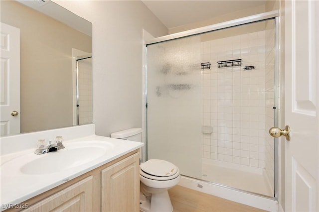 1617 Cave Spring Dr, Henderson, NV 89014 - full bathroom featuring vanity, a stall shower, and toilet