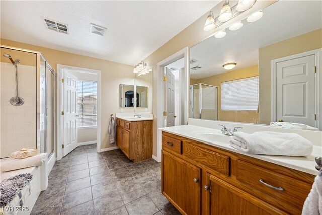248 Hyssop Ct, Henderson, NV 89015 - full bath with a sink, tile patterned floors, a stall shower, and visible vents