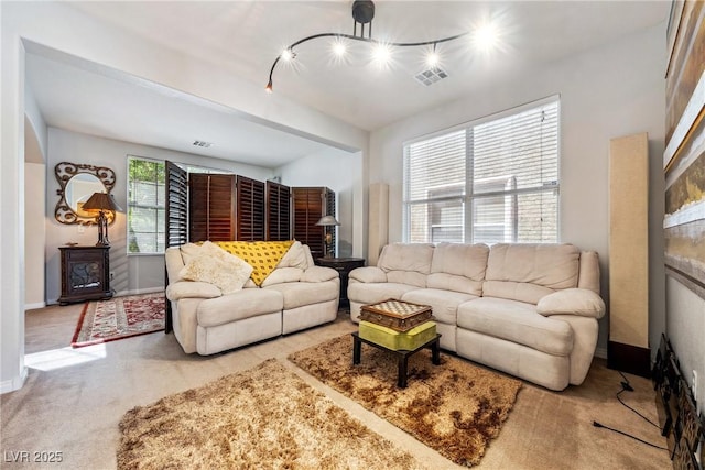 248 Hyssop Ct, Henderson, NV 89015 - living room with carpet floors, baseboards, and visible vents