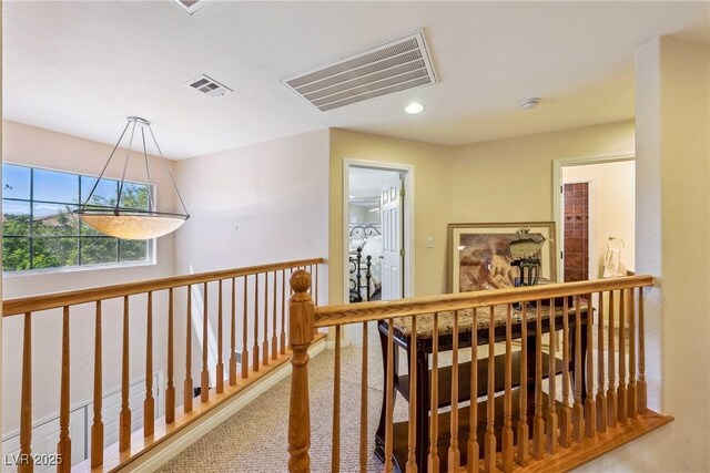 248 Hyssop Ct, Henderson, NV 89015 - hall with an upstairs landing, recessed lighting, and visible vents