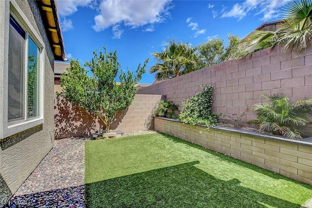 view of yard featuring a fenced backyard