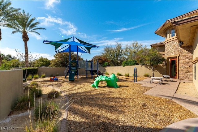 communal playground with fence