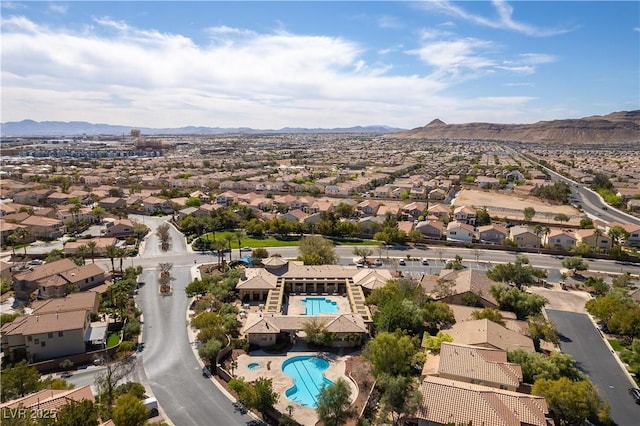 birds eye view of property featuring a residential view and a mountain view