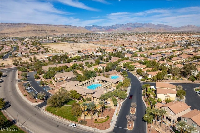 aerial view with a residential view and a mountain view