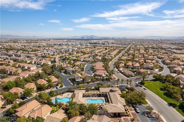 birds eye view of property featuring a residential view and a mountain view