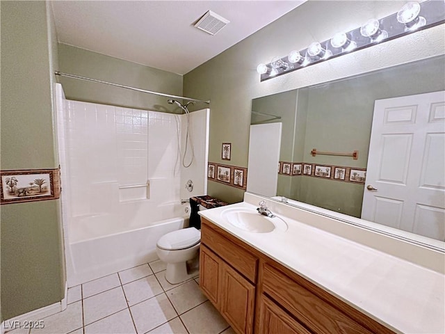 5704 Burdel St, Las Vegas, NV 89149 - full bathroom with visible vents, vanity, toilet, washtub / shower combination, and tile patterned floors