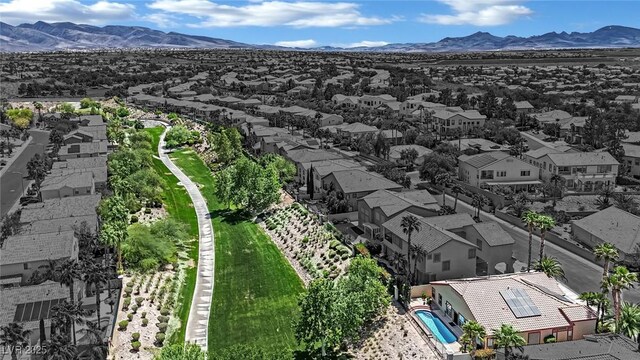 aerial view with a residential view and a mountain view