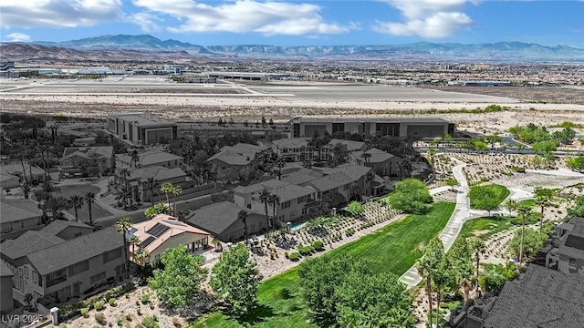 aerial view with a mountain view