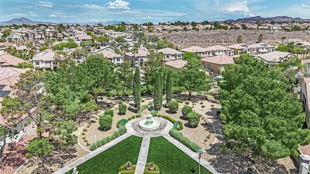 bird's eye view featuring a mountain view and a residential view
