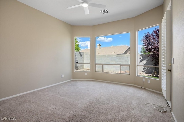 3278 Turning Bridge St, Las Vegas, NV 89135 - unfurnished room with visible vents, a ceiling fan, baseboards, and carpet floors