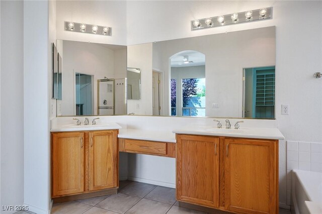3278 Turning Bridge St, Las Vegas, NV 89135 - full bath featuring double vanity, a sink, and tile patterned flooring