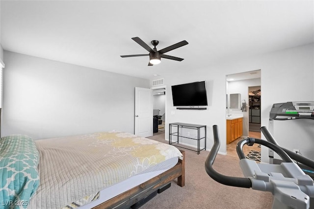 5631 Hill Cliff Ct, North Las Vegas, NV 89031 - bedroom featuring light carpet and a ceiling fan