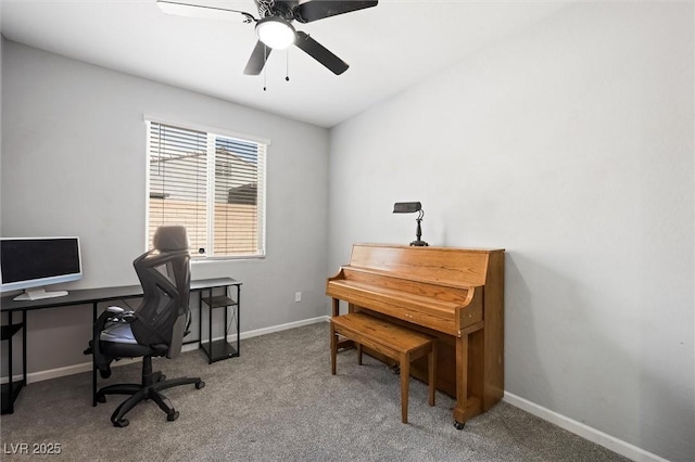 5631 Hill Cliff Ct, North Las Vegas, NV 89031 - home office featuring carpet, baseboards, and ceiling fan