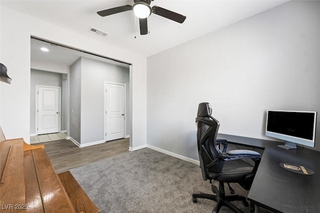 5631 Hill Cliff Ct, North Las Vegas, NV 89031 - office space with a ceiling fan, baseboards, and wood finished floors