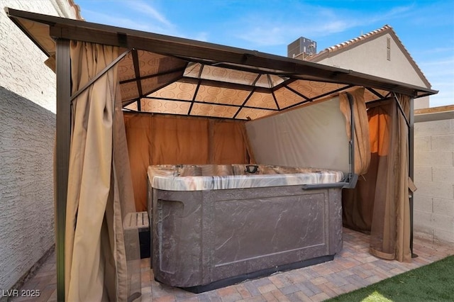 view of patio / terrace featuring a gazebo
