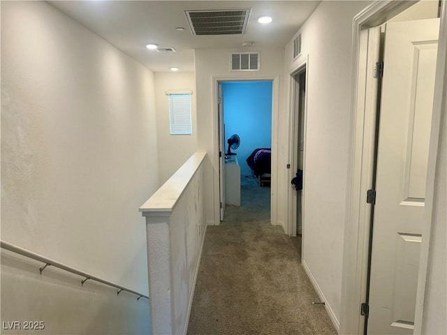 2872 Atomic Tangerine Way Unit 2, Las Vegas, NV 89183 - corridor with carpet, recessed lighting, and an upstairs landing