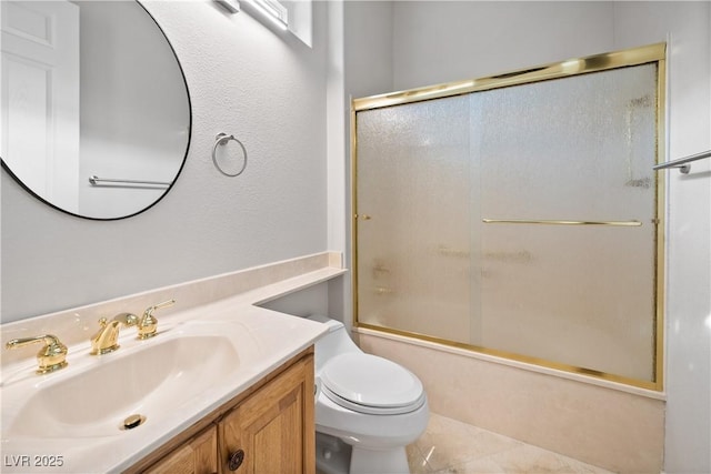 2742 Darby Falls Dr, Las Vegas, NV 89134 - full bath featuring toilet, vanity, and shower / bath combination with glass door