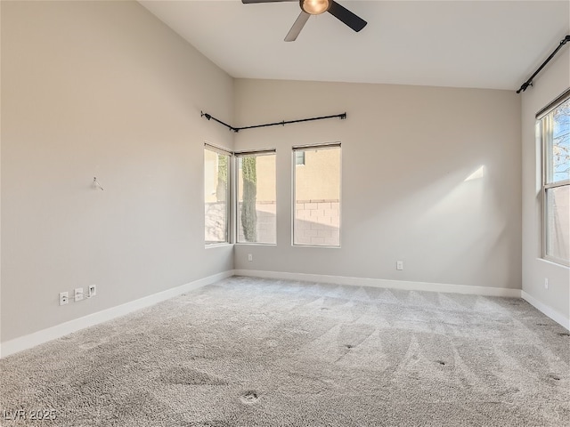 3008 Barrett Springs Ave, Henderson, NV 89044 - carpeted empty room featuring baseboards, a ceiling fan, and vaulted ceiling