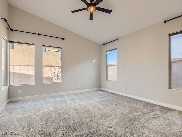 3008 Barrett Springs Ave, Henderson, NV 89044 - spare room with carpet floors, ceiling fan, baseboards, and vaulted ceiling