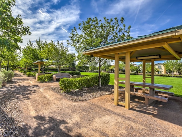 view of community featuring a lawn