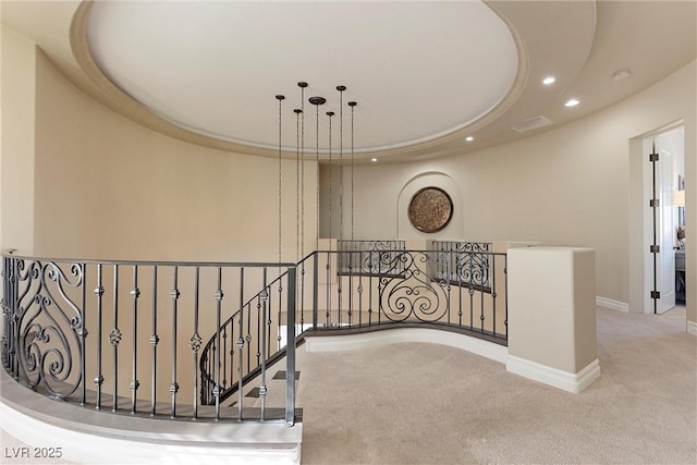 17 Grand Corniche Dr, Henderson, NV 89011 - corridor with recessed lighting, baseboards, carpet floors, and an upstairs landing
