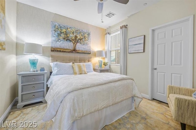 4465 Shimmering Skies St Unit 1177, North Las Vegas, NV 89031 - bedroom with visible vents, a ceiling fan, and baseboards