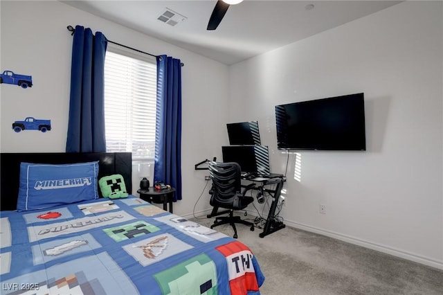 242 Polaris Ridge Ave, Henderson, NV 89011 - carpeted bedroom with baseboards, ceiling fan, and visible vents