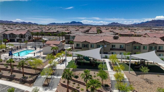 242 Polaris Ridge Ave, Henderson, NV 89011 - birds eye view of property with a mountain view and a residential view