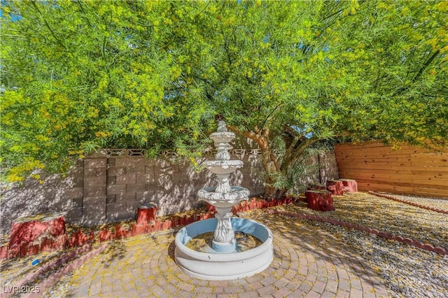 view of patio featuring a fenced backyard