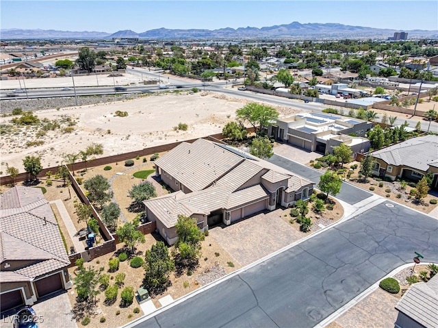 aerial view with a residential view and a mountain view