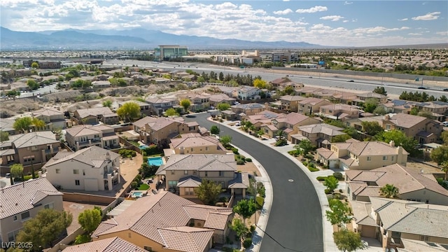 bird's eye view with a mountain view and a residential view