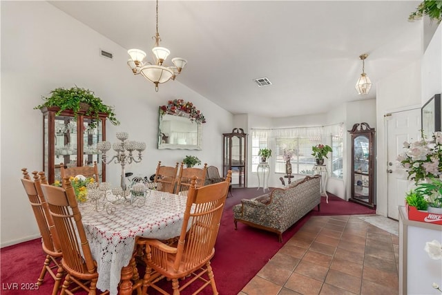 7874 Trail Boss Ct, Las Vegas, NV 89113 - dining room with a chandelier and vaulted ceiling