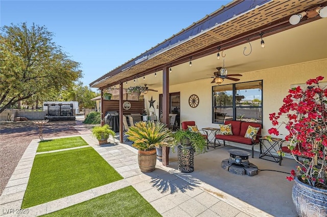 view of patio / terrace with ceiling fan