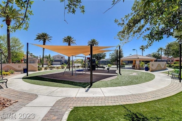 view of property's community featuring a gazebo and playground community