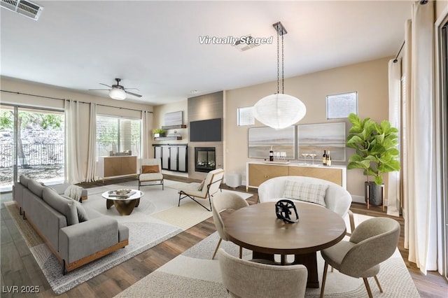 35 Glade Water Dr, Henderson, NV 89052 - dining space featuring wood finished floors and ceiling fan