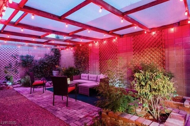 3789 Heritage Ave, Las Vegas, NV 89121 - view of patio featuring outdoor lounge area and a pergola
