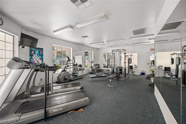 workout area with visible vents
