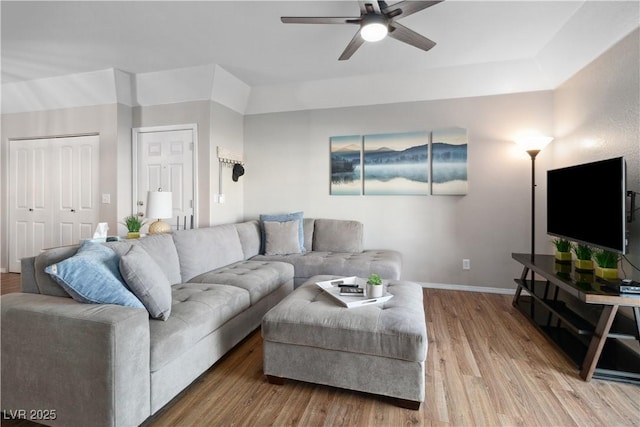 3550 Bay Sands Dr Unit 2101, Laughlin, NV 89029 - living area with a ceiling fan, baseboards, and wood finished floors