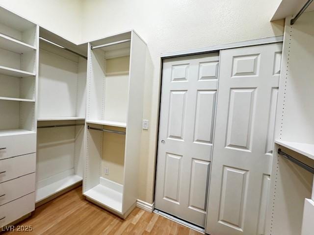 spacious closet featuring light wood finished floors