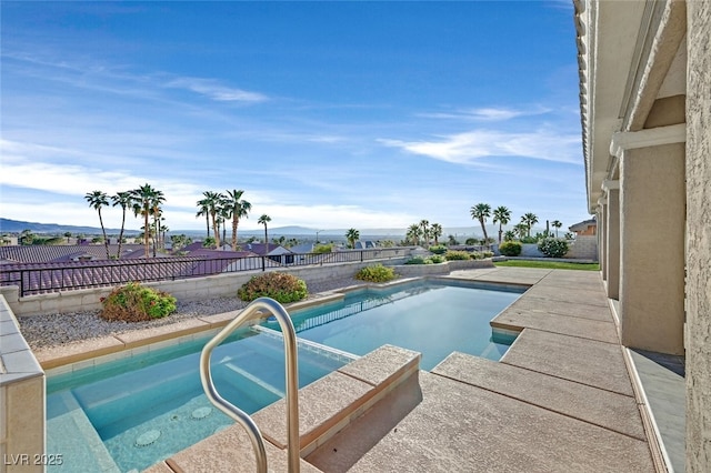 view of pool featuring a fenced backyard and a fenced in pool