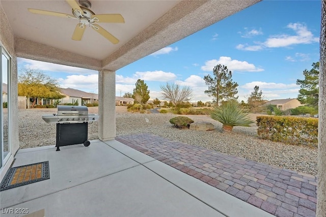 7908 House Sparrow St, North Las Vegas, NV 89084 - view of patio featuring area for grilling and ceiling fan
