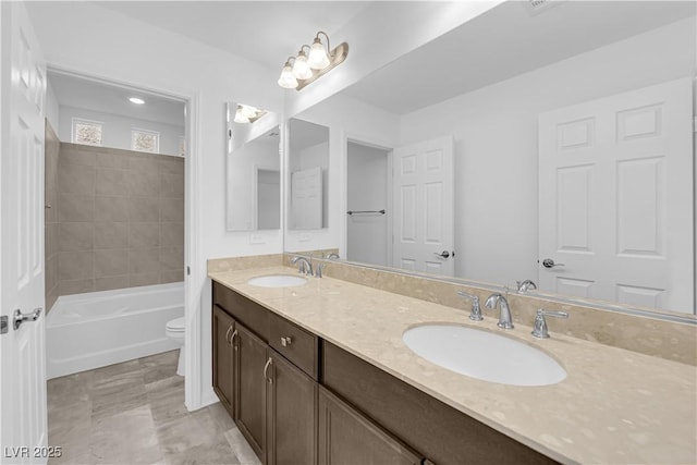 6142 Kelson Creek Ct, Las Vegas, NV 89118 - full bathroom with double vanity, toilet, and a sink